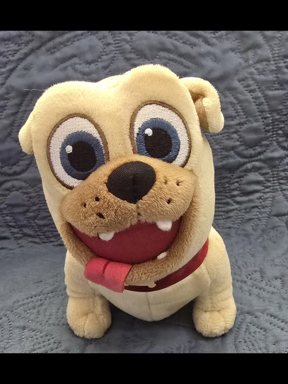 Disney Rolly Pug Tan Plush Toy with Red Tongue and Blue Eyes Soft